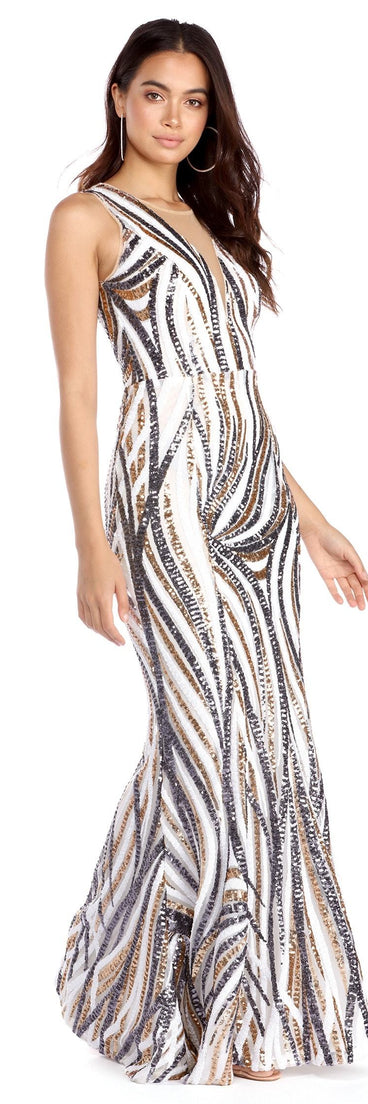 The April Cascading Sequins Formal Dress is a gorgeous pick as your 2023 prom dress or formal gown for wedding guest, spring bridesmaid, or army ball attire!