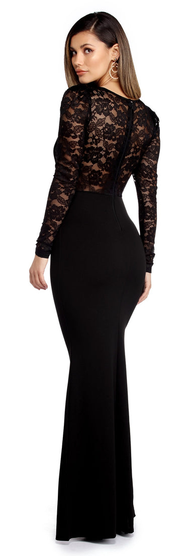 The Kennedi Lace Illusion Dress is a gorgeous pick as your 2023 prom dress or formal gown for wedding guest, spring bridesmaid, or army ball attire!