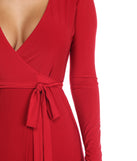 Yasmin Long Sleeve Wrap Dress is a stunning choice for a bridesmaid dress or maid of honor dress, and to feel beautiful at Prom 2023, spring weddings, formals, & military balls!