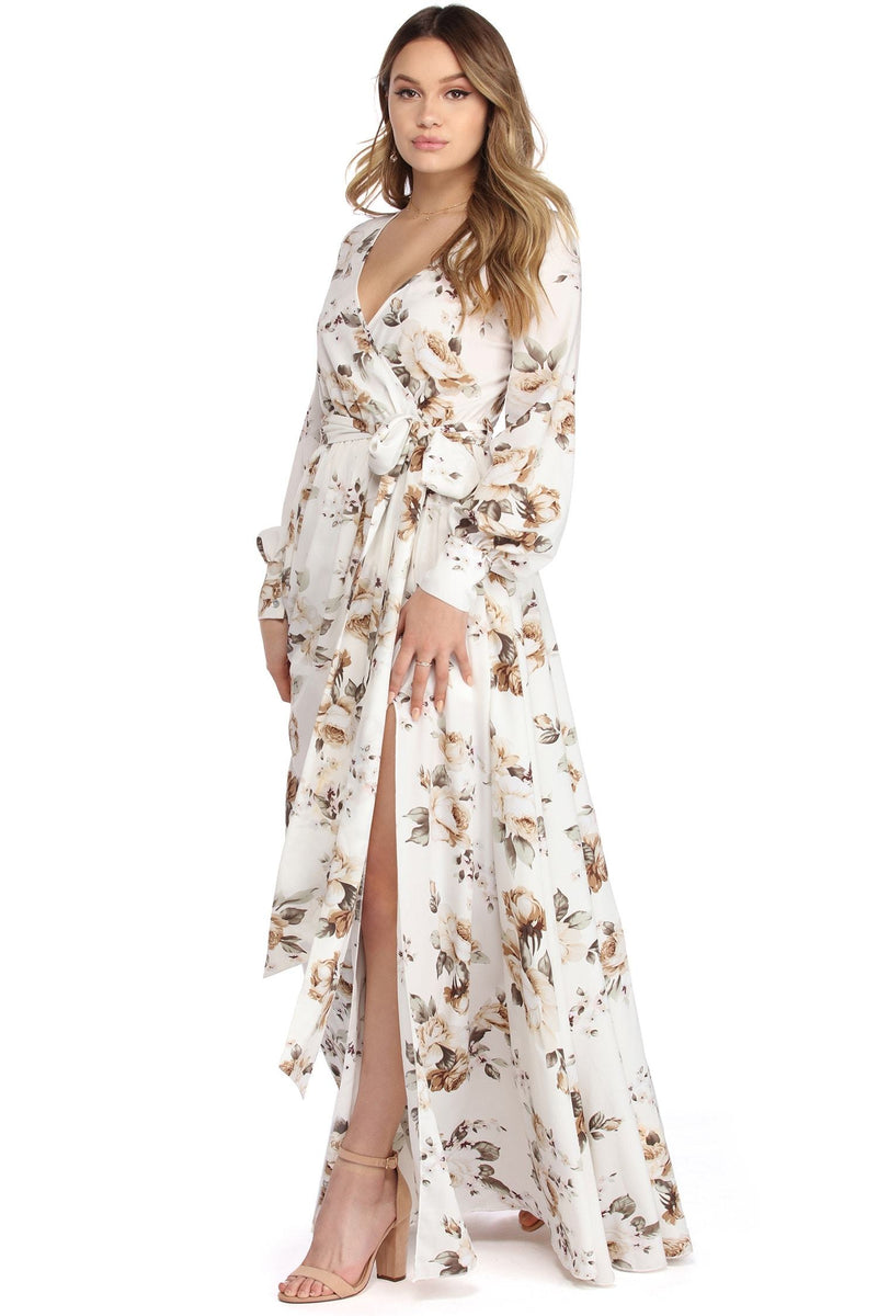 Makayla Floral Chiffon Wrap Dress
