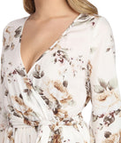 Makayla Floral Chiffon Wrap Dress is a stunning choice for a bridesmaid dress or maid of honor dress, and to feel beautiful at Prom 2023, spring weddings, formals, & military balls!