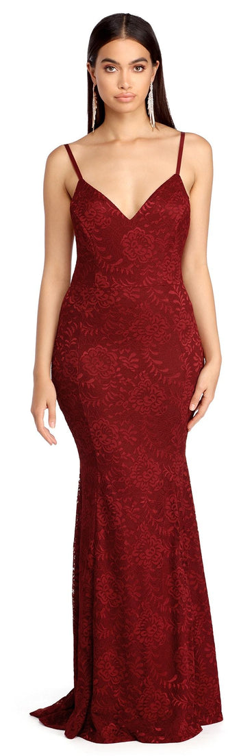 Rena Lace Evening Dress is a stunning choice for a bridesmaid dress or maid of honor dress, and to feel beautiful at Prom 2023, spring weddings, formals, & military balls!