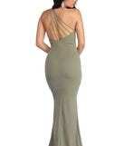 The Cecilia One Shoulder Crepe Dress is a gorgeous pick as your 2023 prom dress or formal gown for wedding guest, spring bridesmaid, or army ball attire!