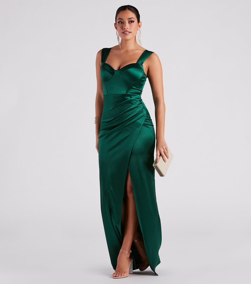 Lorelli Formal Satin Wrap Long Dress & Windsor