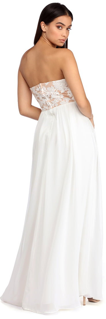 Melanie Elegance In Lace Dress is a stunning choice for a bridesmaid dress or maid of honor dress, and to feel beautiful at Prom 2023, spring weddings, formals, & military balls!