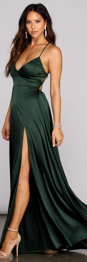 Vera Satin Lace Up Formal Dress is a gorgeous pick as your 2023 prom dress or formal gown for wedding guest, spring bridesmaid, or army ball attire!