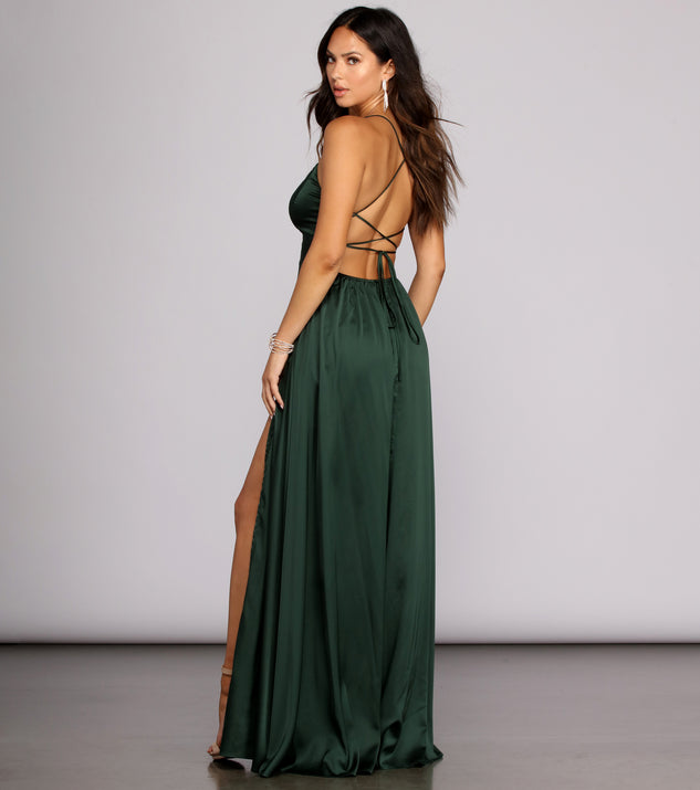 Vera Satin Lace Up Formal Dress