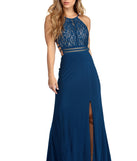 Mackenzie Formal Sequin And Lace Dress is a stunning choice for a bridesmaid dress or maid of honor dress, and to feel beautiful at Prom 2023, spring weddings, formals, & military balls!