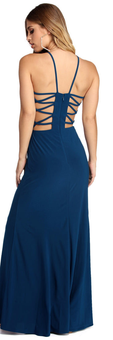 Mackenzie Formal Sequin And Lace Dress is a stunning choice for a bridesmaid dress or maid of honor dress, and to feel beautiful at Prom 2023, spring weddings, formals, & military balls!