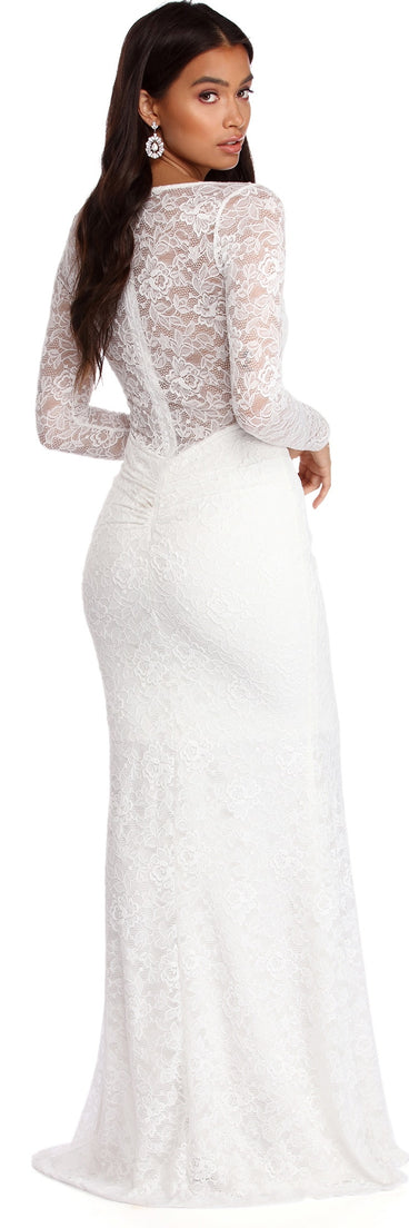 The Delilah Illusion Lace Formal Dress is a gorgeous pick as your 2023 prom dress or formal gown for wedding guest, spring bridesmaid, or army ball attire!