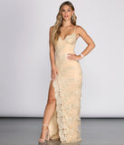 The Anastasia Lace Formal Dress is a gorgeous pick as your 2023 prom dress or formal gown for wedding guest, spring bridesmaid, or army ball attire!