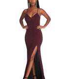 Ryleigh Formal High Slit Lurex Dress is a stunning choice for a bridesmaid dress or maid of honor dress, and to feel beautiful at Prom 2023, spring weddings, formals, & military balls!