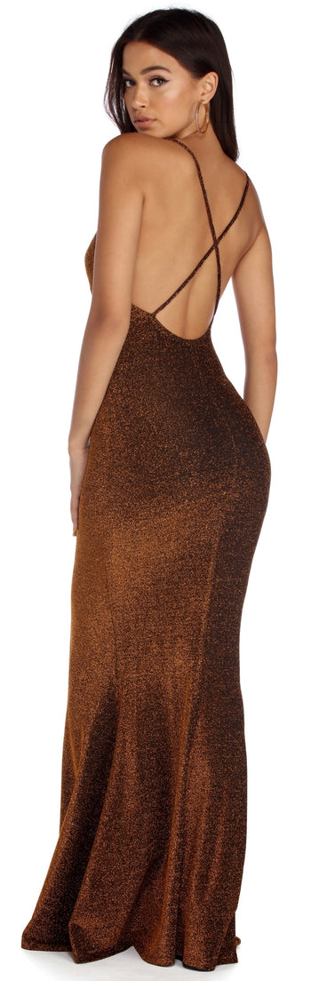 Saylor Formal Metallic Lurex Dress is a stunning choice for a bridesmaid dress or maid of honor dress, and to feel beautiful at Prom 2023, spring weddings, formals, & military balls!