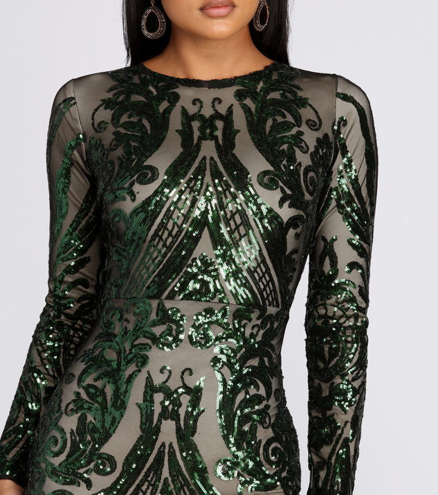Alexandria Formal Sequin Scroll Dress Windsor