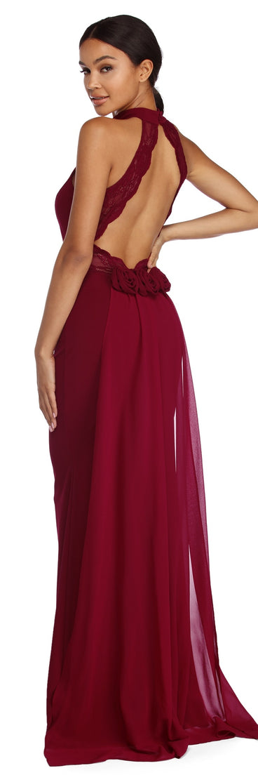 Roseanne Formal Chiffon Rosette Dress is a stunning choice for a bridesmaid dress or maid of honor dress, and to feel beautiful at Prom 2023, spring weddings, formals, & military balls!