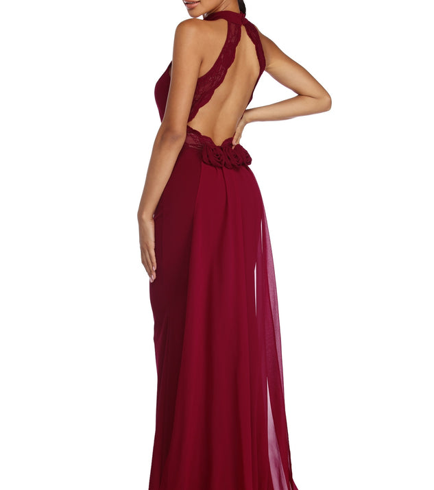 Roseanne Formal Chiffon Rosette Dress is a stunning choice for a bridesmaid dress or maid of honor dress, and to feel beautiful at Prom 2023, spring weddings, formals, & military balls!