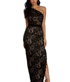 Nina Formal One Shoulder Lace Dress is a stunning choice for a bridesmaid dress or maid of honor dress, and to feel beautiful at Prom 2023, spring weddings, formals, & military balls!