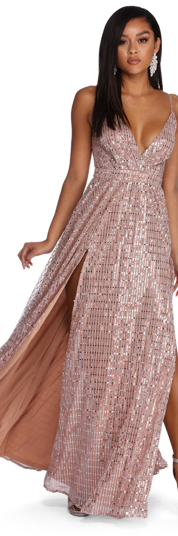 Rosealina Formal Metallic Double Slit Dress is a stunning choice for a bridesmaid dress or maid of honor dress, and to feel beautiful at Prom 2023, spring weddings, formals, & military balls!