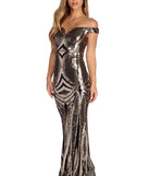 The Kianna Formal Sequin Scroll Dress is a gorgeous pick as your 2023 prom dress or formal gown for wedding guest, spring bridesmaid, or army ball attire!