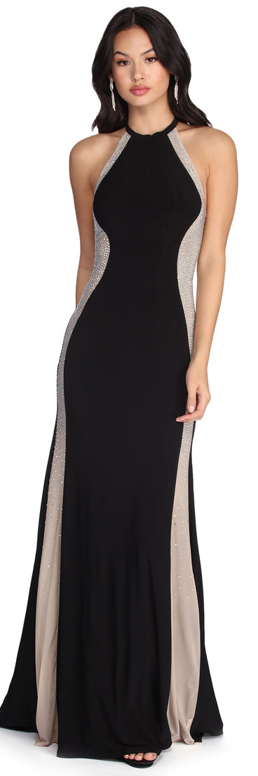 The Giselle Formal Heat Stone Dress is a gorgeous pick as your 2023 prom dress or formal gown for wedding guest, spring bridesmaid, or army ball attire!