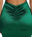 The Aria Formal Satin Ruched Dress is a gorgeous pick as your 2023 prom dress or formal gown for wedding guest, spring bridesmaid, or army ball attire!