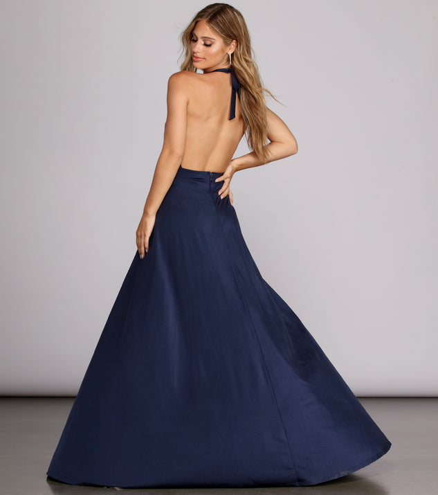 Rhonda formal plunging halter new arrivals dress