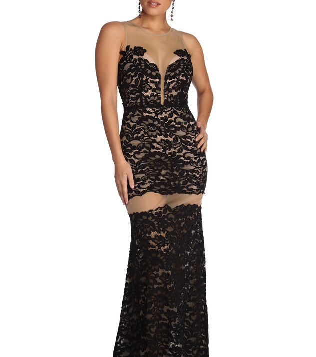 The Katherine Formal Illusion Lace Dress is a gorgeous pick as your 2023 prom dress or formal gown for wedding guest, spring bridesmaid, or army ball attire!