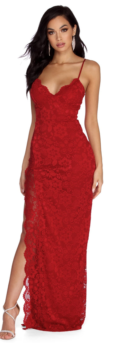 Selene Formal Scalloped Lace Dress is a stunning choice for a bridesmaid dress or maid of honor dress, and to feel beautiful at Prom 2023, spring weddings, formals, & military balls!