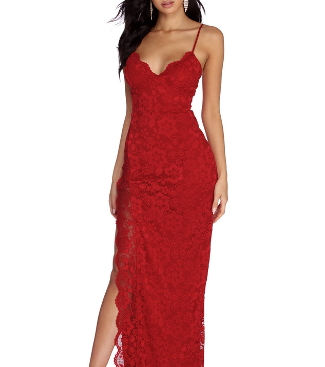 Selene Formal Scalloped Lace Dress is a stunning choice for a bridesmaid dress or maid of honor dress, and to feel beautiful at Prom 2023, spring weddings, formals, & military balls!
