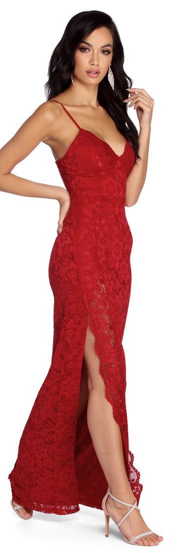 Selene Formal Scalloped Lace Dress is a stunning choice for a bridesmaid dress or maid of honor dress, and to feel beautiful at Prom 2023, spring weddings, formals, & military balls!