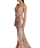 The Charice Flared Geometric Sequin Dress is a gorgeous pick as your 2023 prom dress or formal gown for wedding guest, spring bridesmaid, or army ball attire!