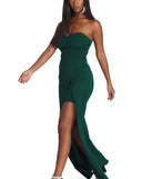 The Emberly Formal High Slit Strapless Dress is a gorgeous pick as your 2023 prom dress or formal gown for wedding guest, spring bridesmaid, or army ball attire!