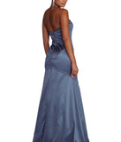 The Cheyenne Formal Strapless Satin Dress is a gorgeous pick as your 2023 prom dress or formal gown for wedding guest, spring bridesmaid, or army ball attire!
