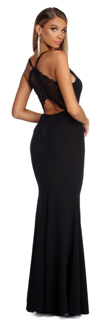 The Clarisse Well Refined Lace Back Dress is a gorgeous pick as your 2023 prom dress or formal gown for wedding guest, spring bridesmaid, or army ball attire!