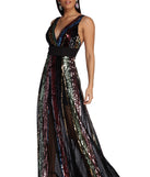 Michaela Formal Rainbow Sequin Dress is a stunning choice for a bridesmaid dress or maid of honor dress, and to feel beautiful at Prom 2023, spring weddings, formals, & military balls!