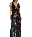 Michaela Formal Rainbow Sequin Dress is a stunning choice for a bridesmaid dress or maid of honor dress, and to feel beautiful at Prom 2023, spring weddings, formals, & military balls!