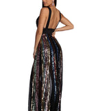 Michaela Formal Rainbow Sequin Dress is a stunning choice for a bridesmaid dress or maid of honor dress, and to feel beautiful at Prom 2023, spring weddings, formals, & military balls!