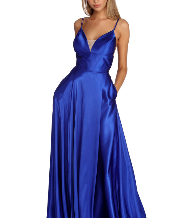 Tegan Formal Lattice Satin Dress is a stunning choice for a bridesmaid dress or maid of honor dress, and to feel beautiful at Prom 2023, spring weddings, formals, & military balls!