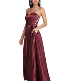 The Courtney Formal Satin Sleeveless Dress is a gorgeous pick as your 2023 prom dress or formal gown for wedding guest, spring bridesmaid, or army ball attire!