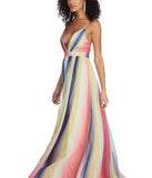 Rosemary Formal Chiffon Rainbow Dress creates the perfect summer wedding guest dress or cocktail party dresss with stylish details in the latest trends for 2023!