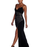 The Emmalyn Formal Heat Stone Velvet Dress is a gorgeous pick as your 2023 prom dress or formal gown for wedding guest, spring bridesmaid, or army ball attire!