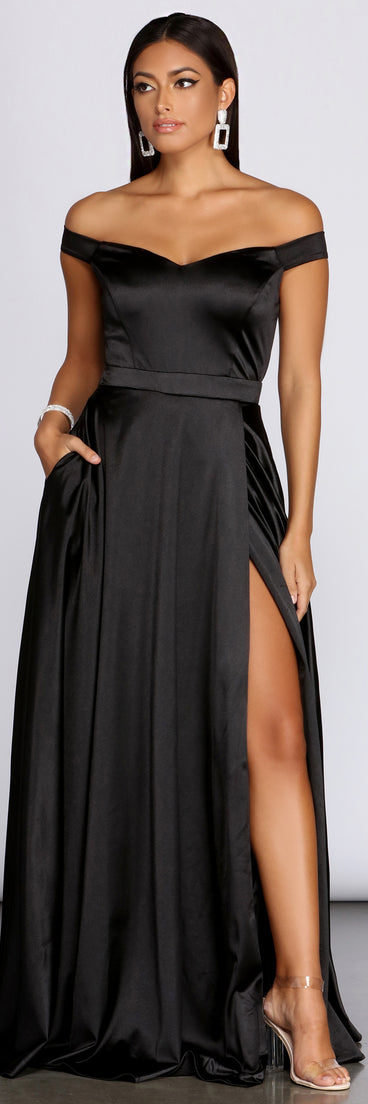 Ophelia Formal High Slit Satin Dress is a stunning choice for a bridesmaid dress or maid of honor dress, and to feel beautiful at Prom 2023, spring weddings, formals, & military balls!