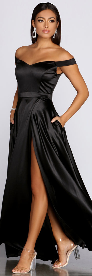 Ophelia Formal High Slit Satin Dress is a stunning choice for a bridesmaid dress or maid of honor dress, and to feel beautiful at Prom 2023, spring weddings, formals, & military balls!