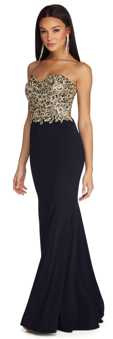 The Angela Formal Embroidered Floral Dress is a gorgeous pick as your 2023 prom dress or formal gown for wedding guest, spring bridesmaid, or army ball attire!