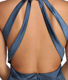 The Chloe Caged Long Satin Dress is a gorgeous pick as your 2023 prom dress or formal gown for wedding guest, spring bridesmaid, or army ball attire!