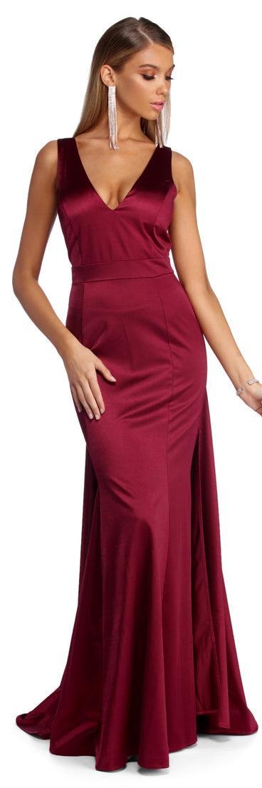 The Azariah Formal Satin Mermaid Dress is a gorgeous pick as your 2023 prom dress or formal gown for wedding guest, spring bridesmaid, or army ball attire!