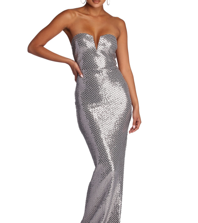 The Belle Formal Geometric Sequin Dress is a gorgeous pick as your 2023 prom dress or formal gown for wedding guest, spring bridesmaid, or army ball attire!