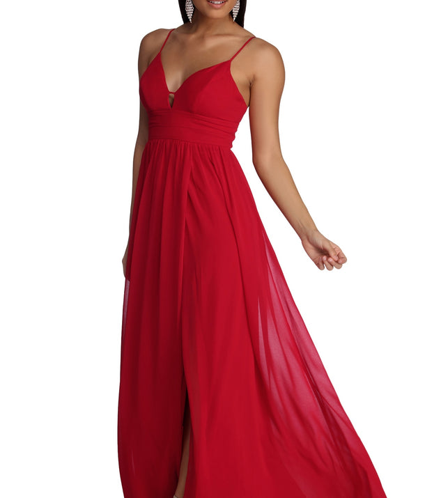 The Gabriella Formal High Slit Dress is a gorgeous pick as your 2023 prom dress or formal gown for wedding guest, spring bridesmaid, or army ball attire!