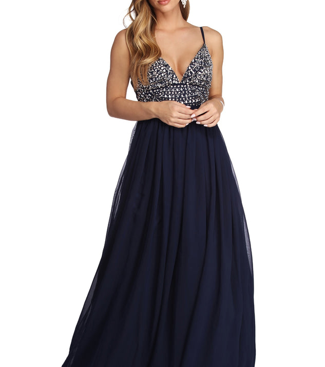 The Jewel Formal Beaded Chiffon Dress is a gorgeous pick as your 2023 prom dress or formal gown for wedding guest, spring bridesmaid, or army ball attire!