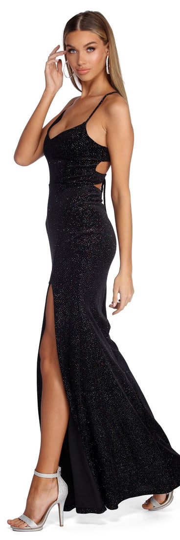 Lorraine Formal Glitter Velvet Dress is a stunning choice for a bridesmaid dress or maid of honor dress, and to feel beautiful at Prom 2023, spring weddings, formals, & military balls!
